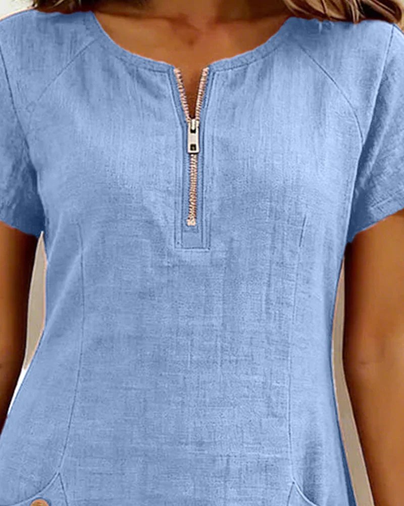 Vestido de línea A con mangas cortas para mujer - Práctico y elegante