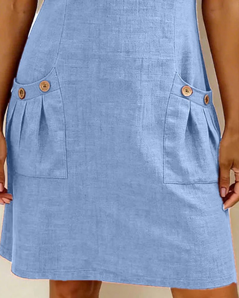 Vestido de línea A con mangas cortas para mujer - Práctico y elegante