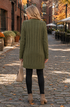 Cable-Knit Button Down Cardigan with Pockets
