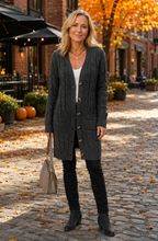 Cable-Knit Button Down Cardigan with Pockets