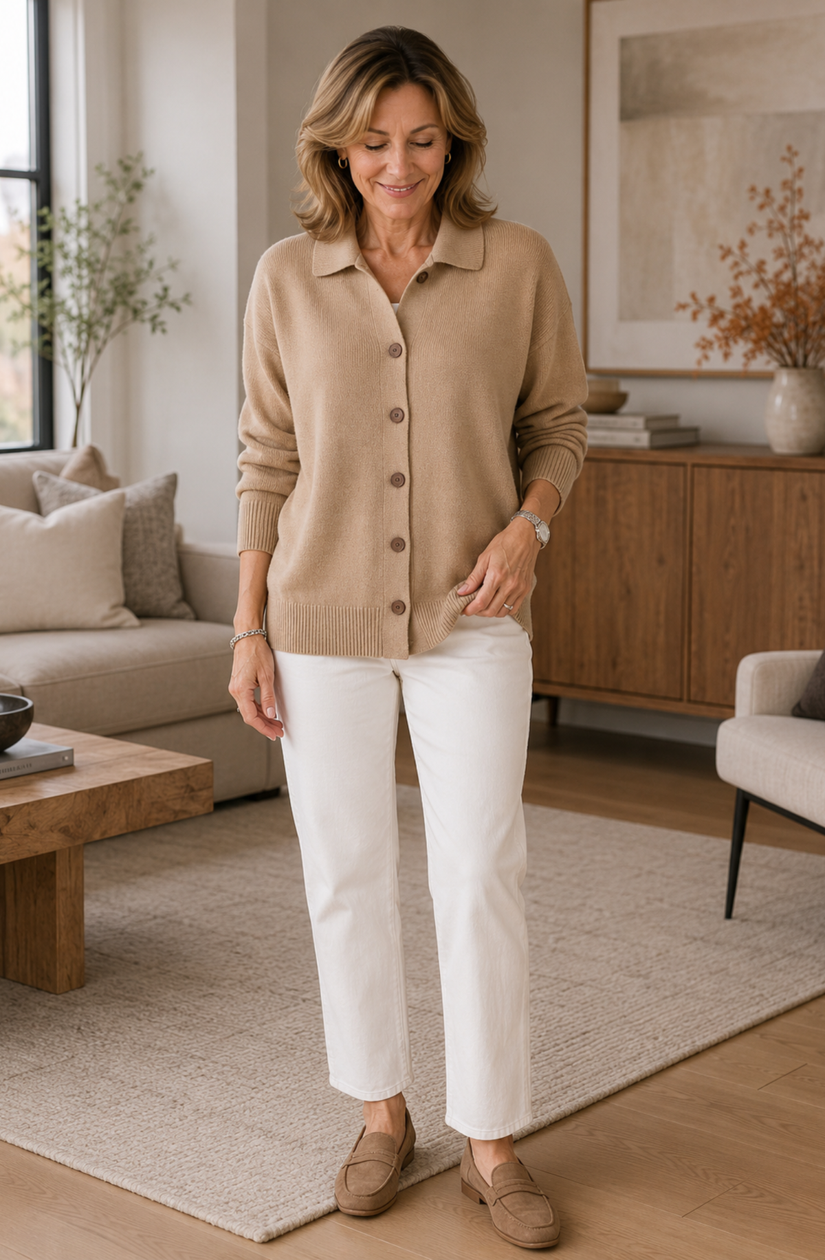 Élise™ Classic Collared Knit Cardigan