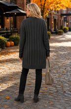 Cable-Knit Button Down Cardigan with Pockets