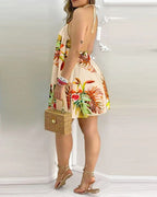 Women Printed Mid Length Open Back Dress