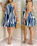 Women Printed Mid Length Open Back Dress