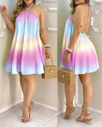 Women Printed Mid Length Open Back Dress