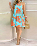 Women Printed Mid Length Open Back Dress
