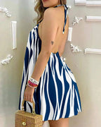 Women Printed Mid Length Open Back Dress