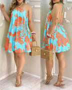 Women Printed Mid Length Open Back Dress