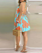 Women Printed Mid Length Open Back Dress