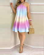 Women Printed Mid Length Open Back Dress