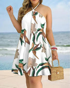 Women Printed Mid Length Open Back Dress