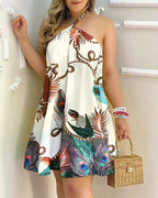 Women Printed Mid Length Open Back Dress