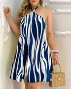 Women Printed Mid Length Open Back Dress