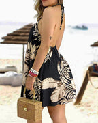 Women Printed Mid Length Open Back Dress