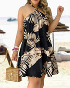 Women Printed Mid Length Open Back Dress