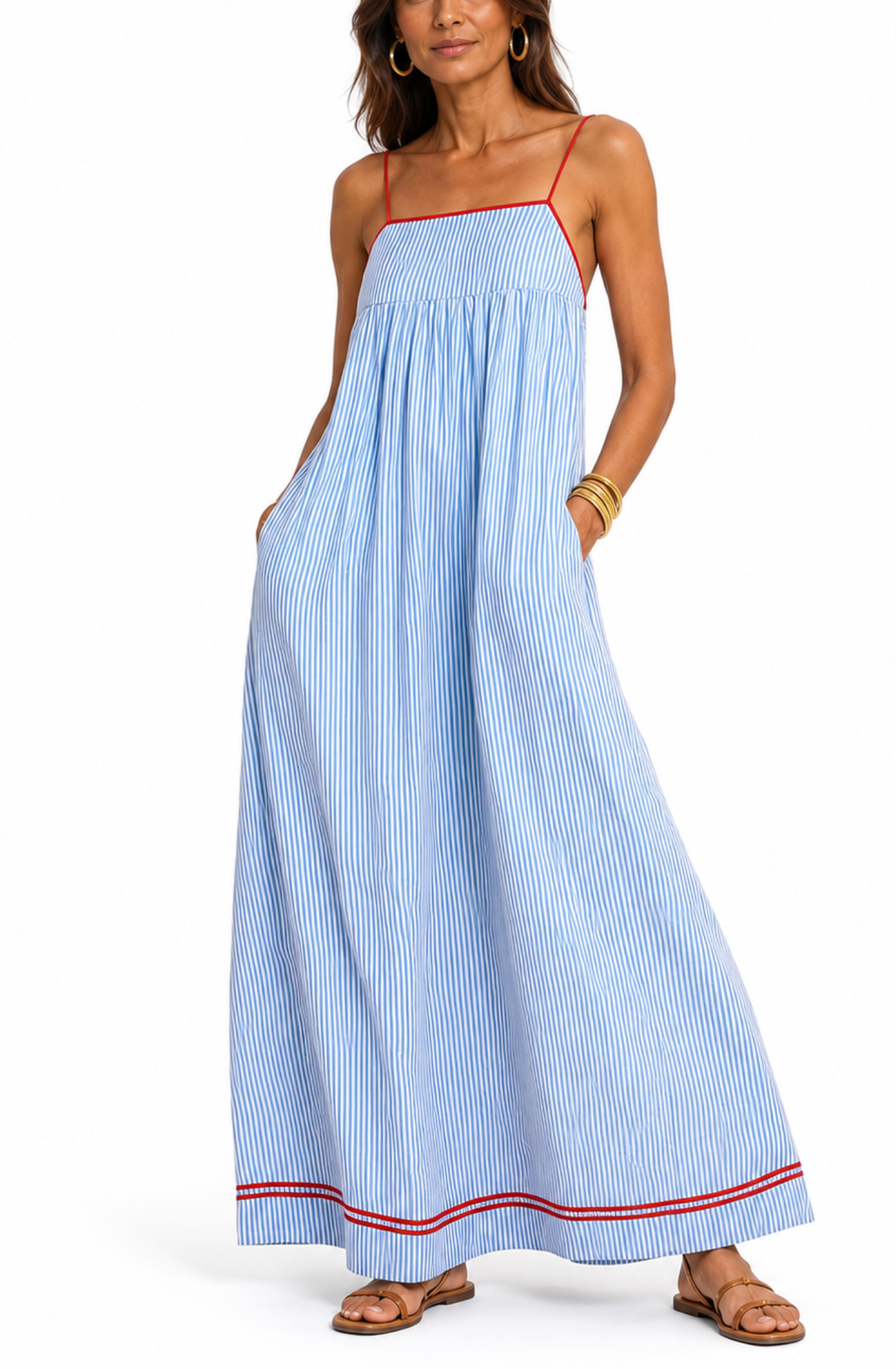 Lucia™ | Striped Strappy Maxi Dress