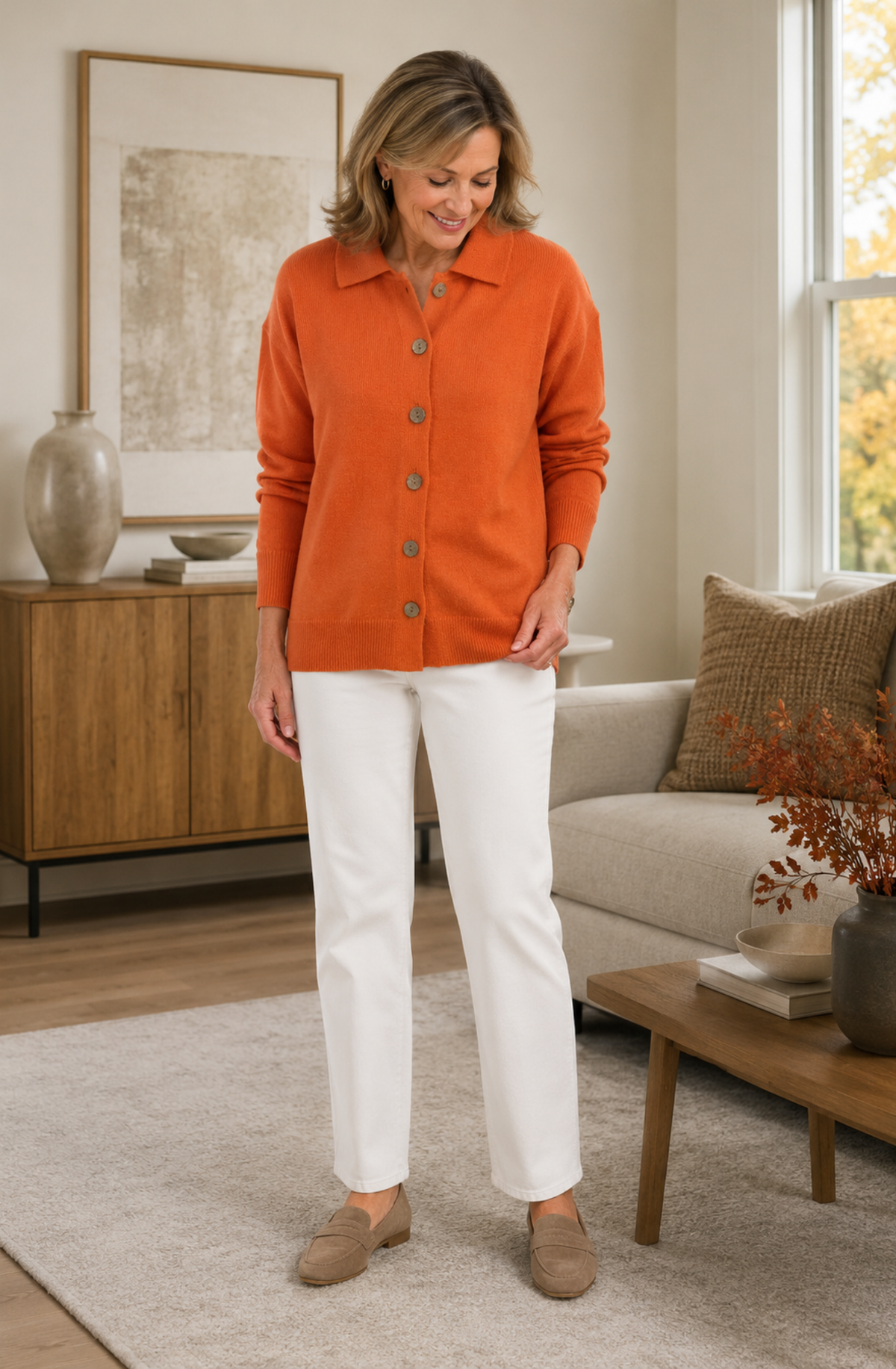 Élise™ Classic Collared Knit Cardigan