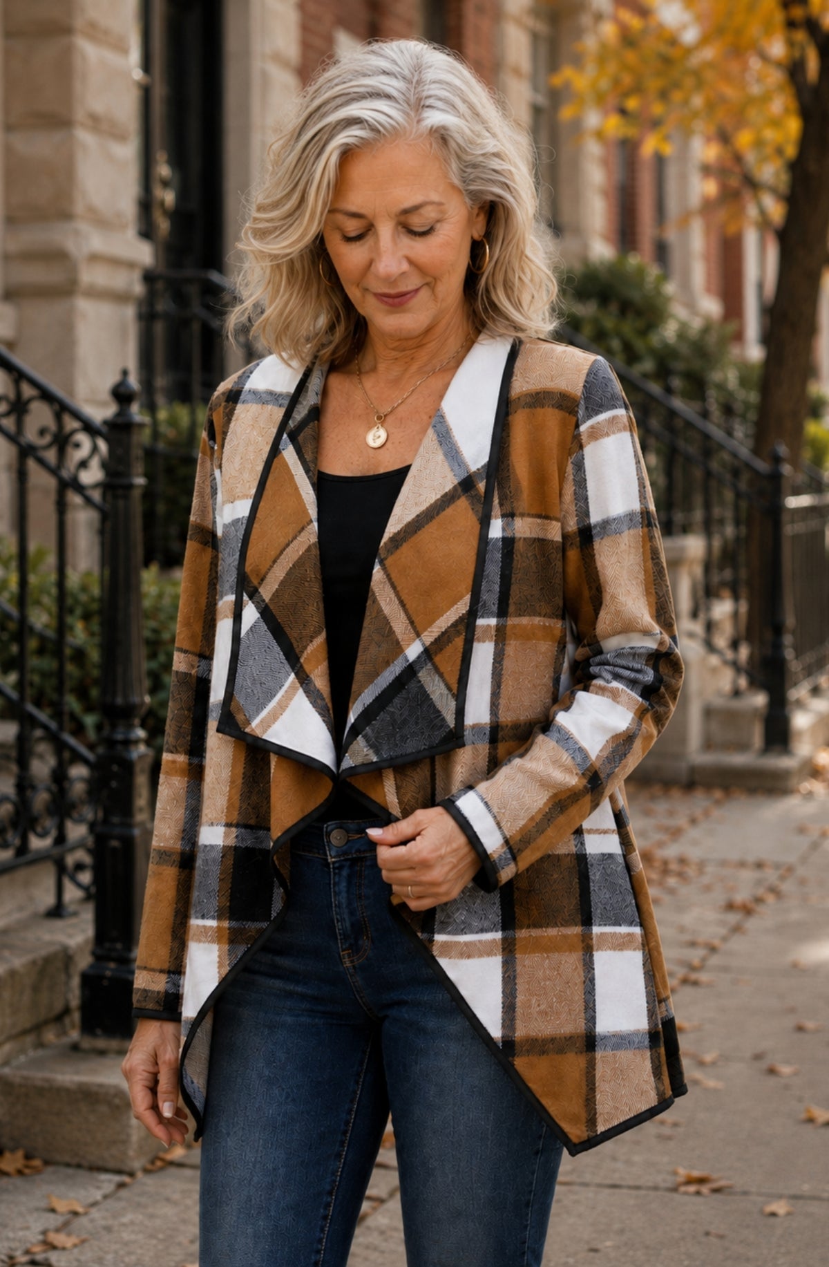 Sienna™ Plaid Draped Jacket