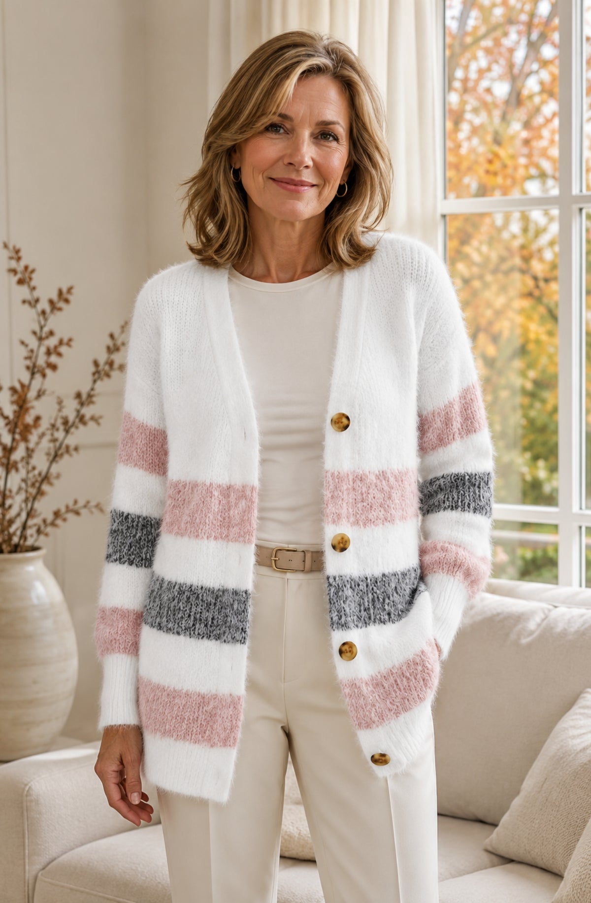Aurélie™ Soft Stripe Knit Cardigan