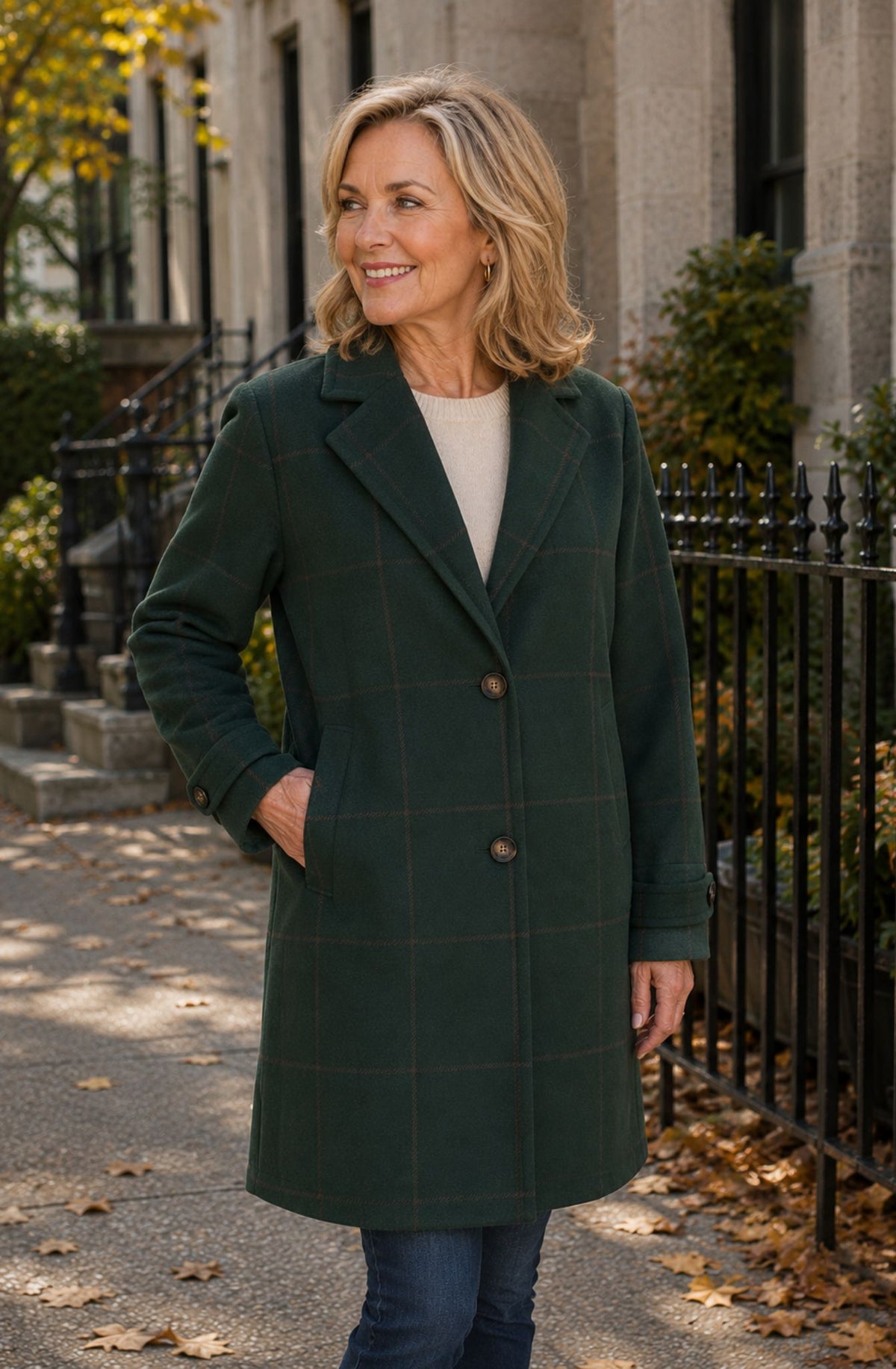 Marlena™ Classic Checked Long Coat