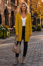 Cable-Knit Button Down Cardigan with Pockets
