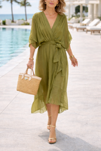 AuroraGrace™ | Elegant Chiffon V-Neck Dress