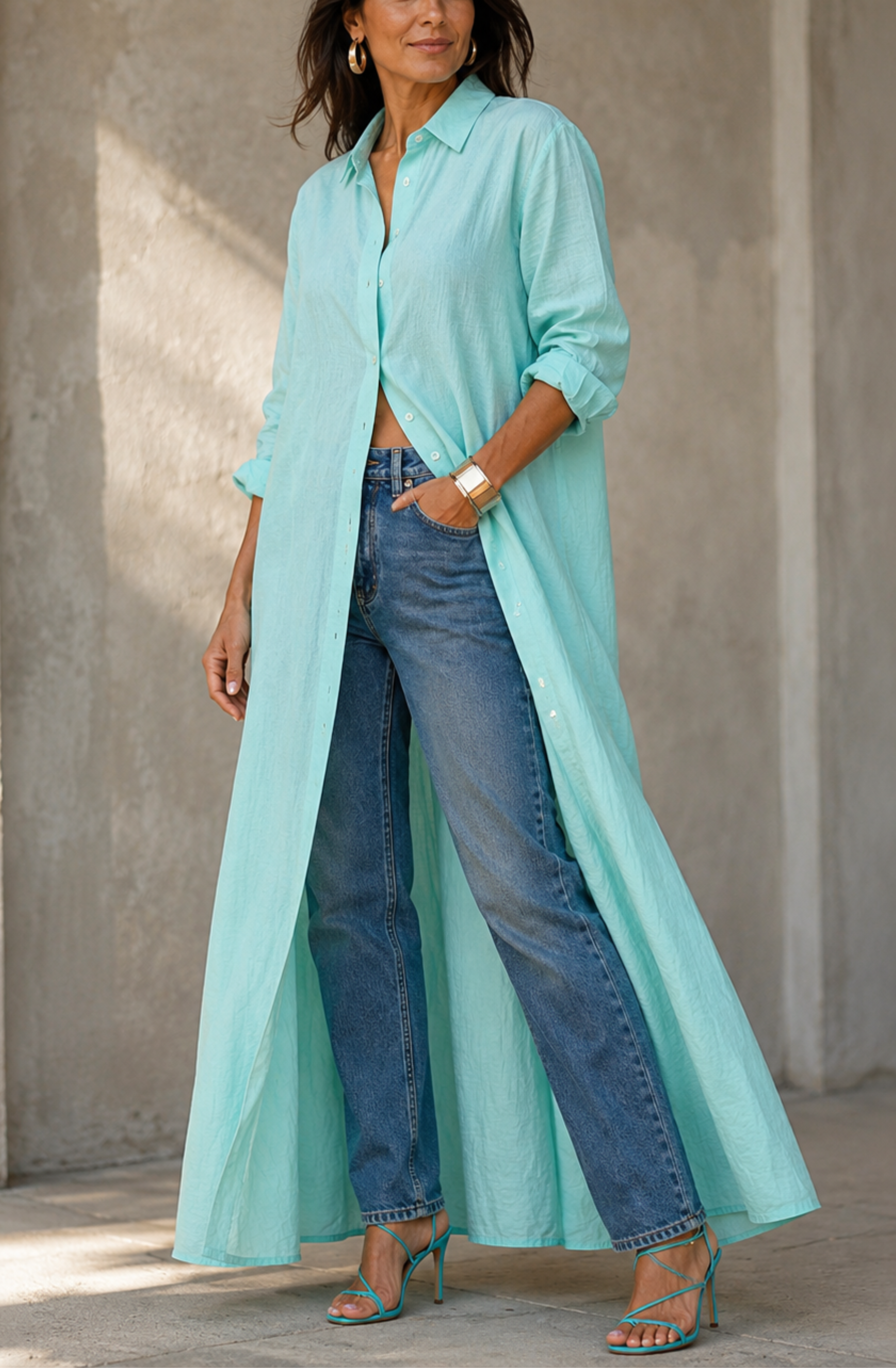 Elena™ | Flowing Maxi Shirt Dress