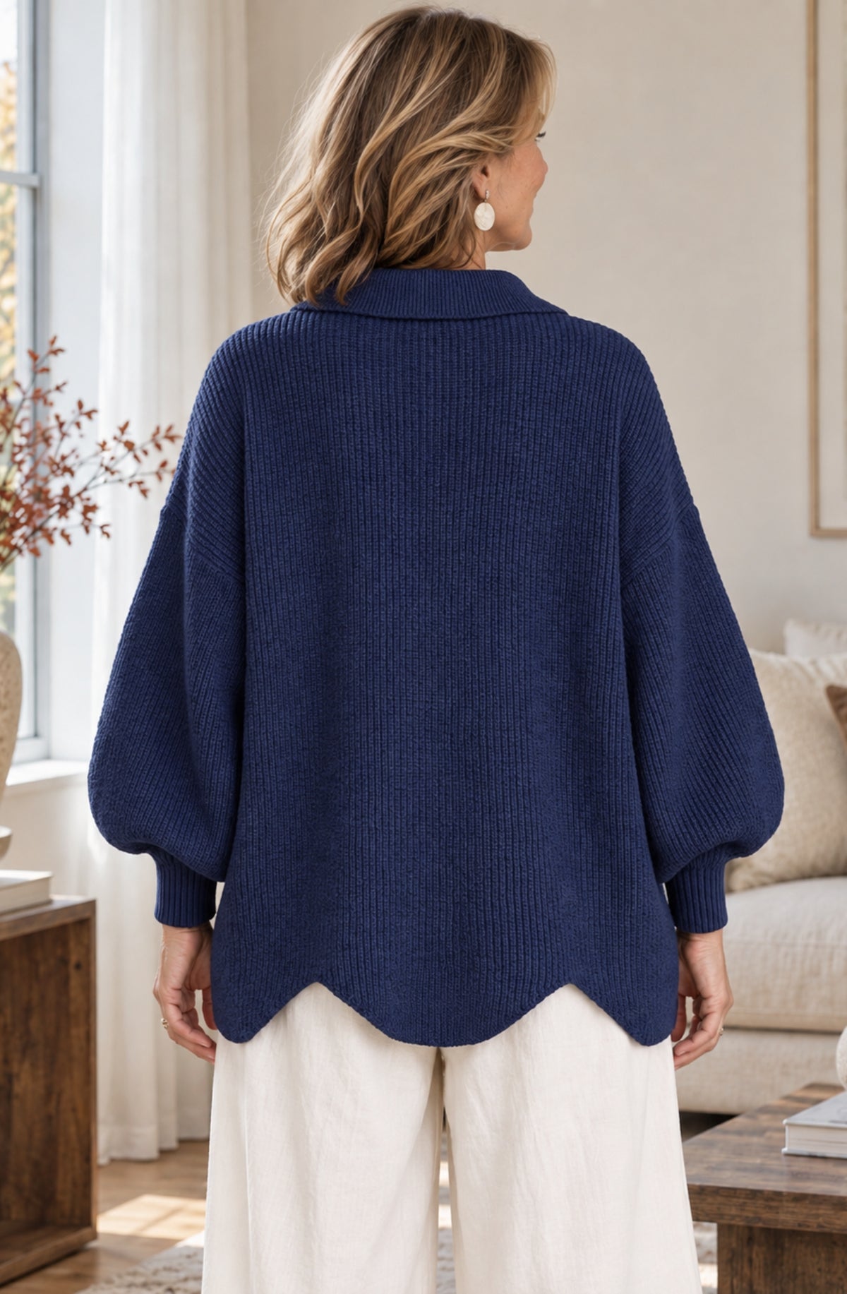 Camille™ Gold-Button Collared Cardigan