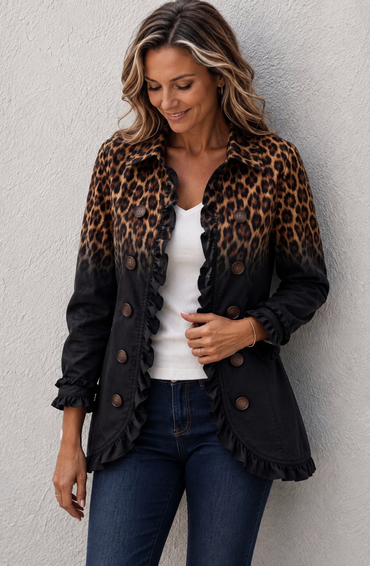 Savelle™ Leopard Ruffle Jacket