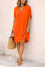 AuroraBelle™ | Elegant V-Neck Comfort Dress