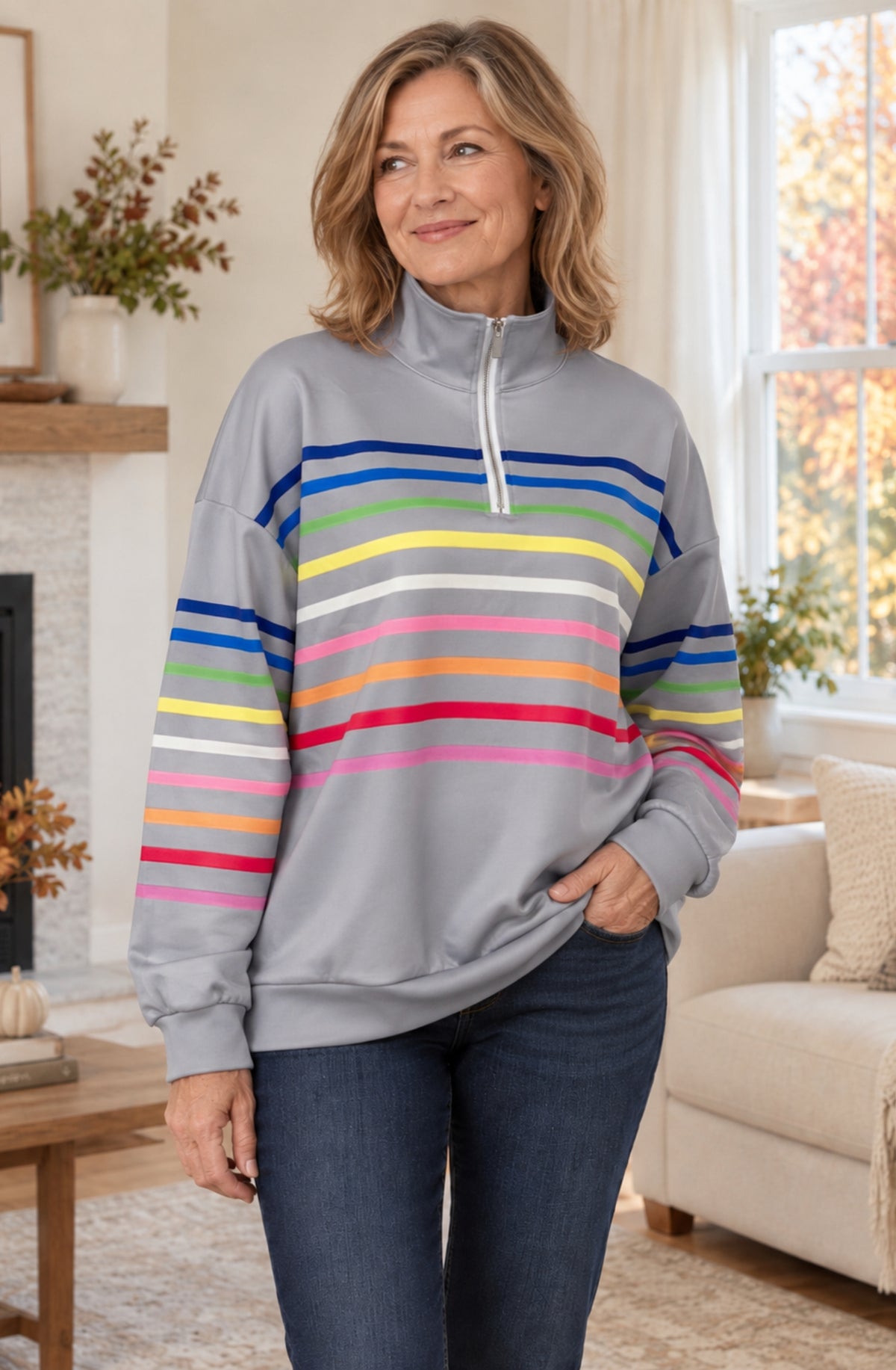 Margot™ Striped Quarter-Zip Pullover