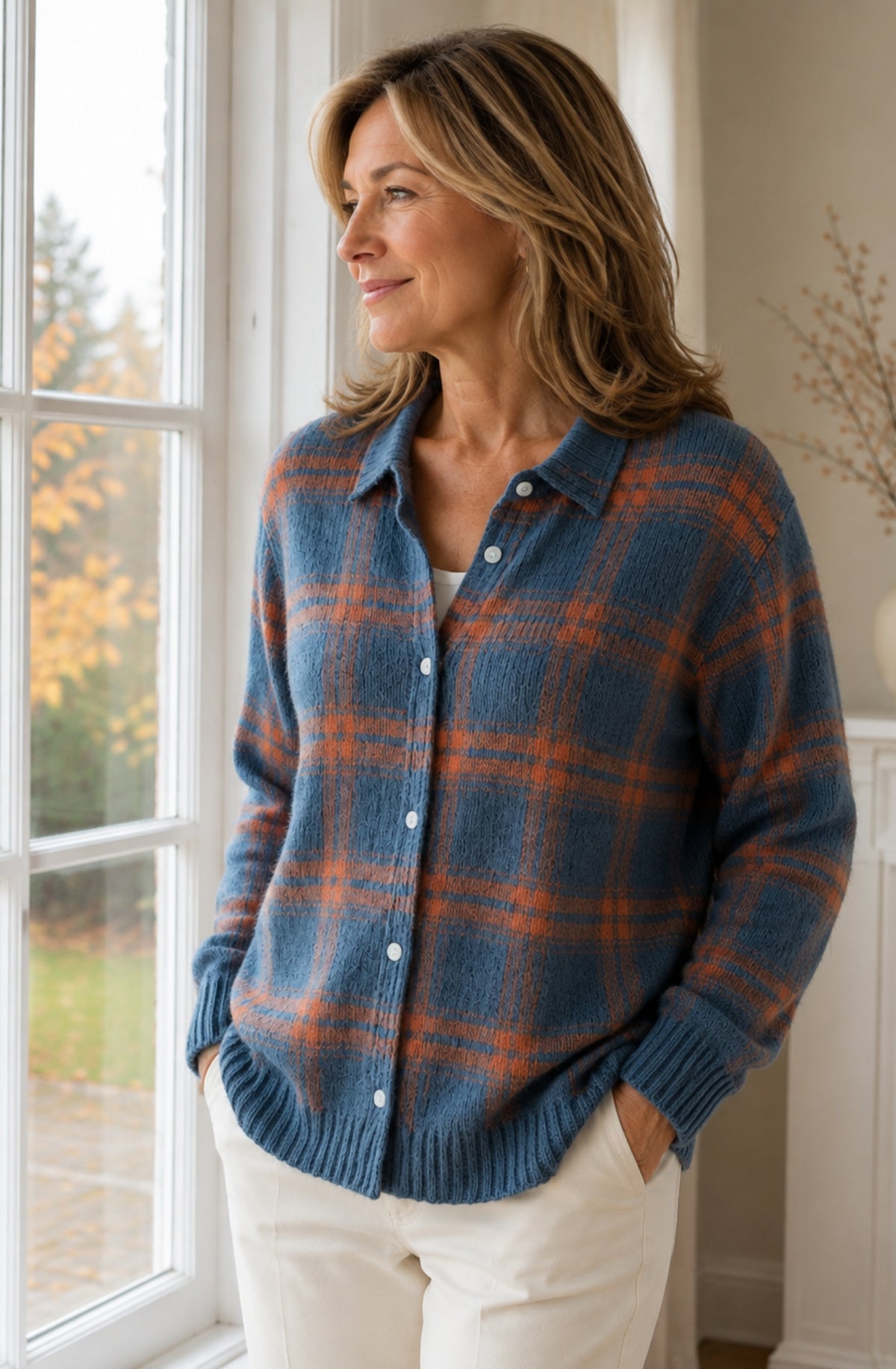 Elowyn™ Soft Plaid Knit Cardigan