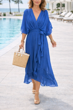AuroraGrace™ | Elegant Chiffon V-Neck Dress
