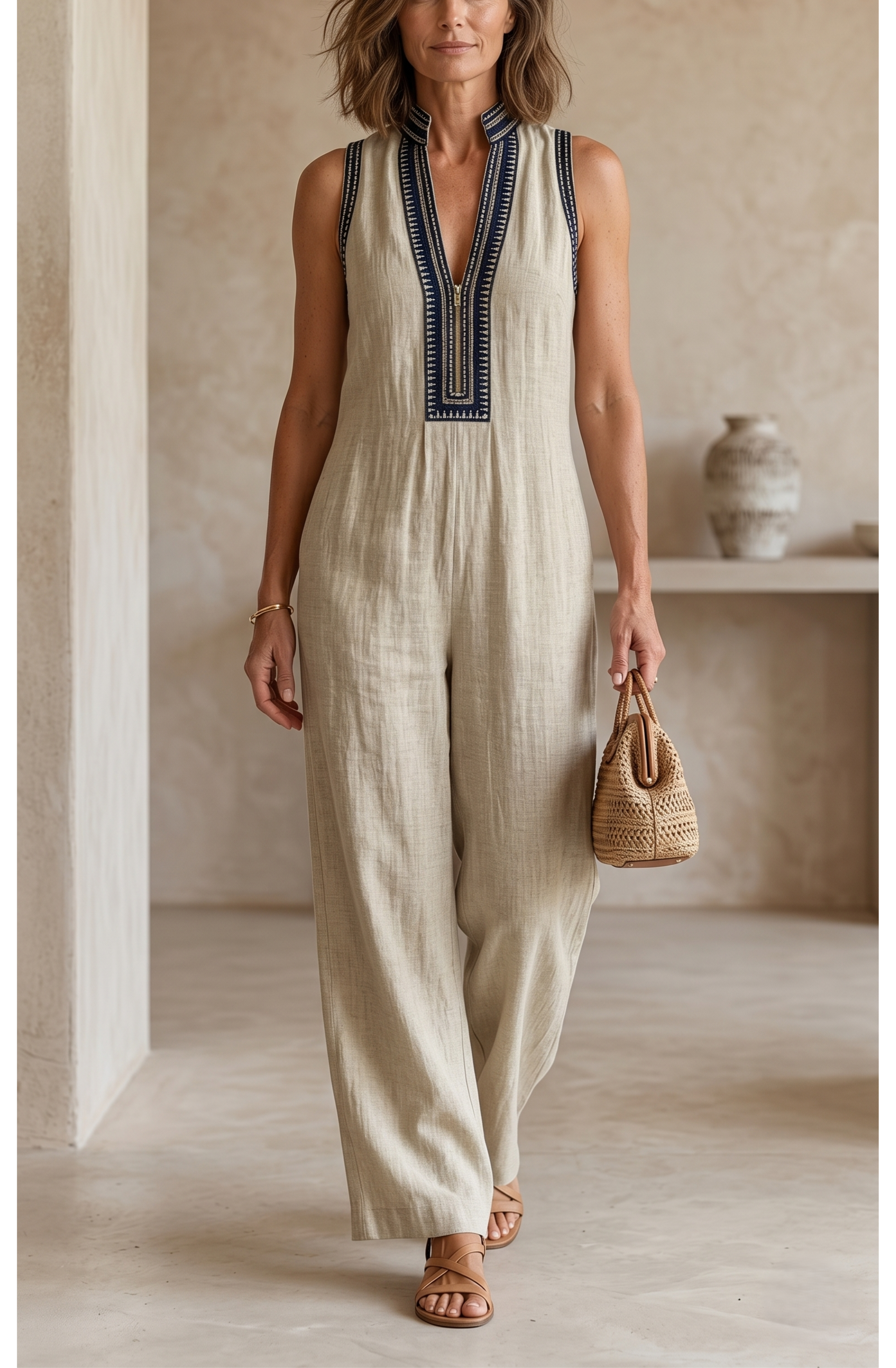 Aria’s™ | Refined Linen Jumpsuit