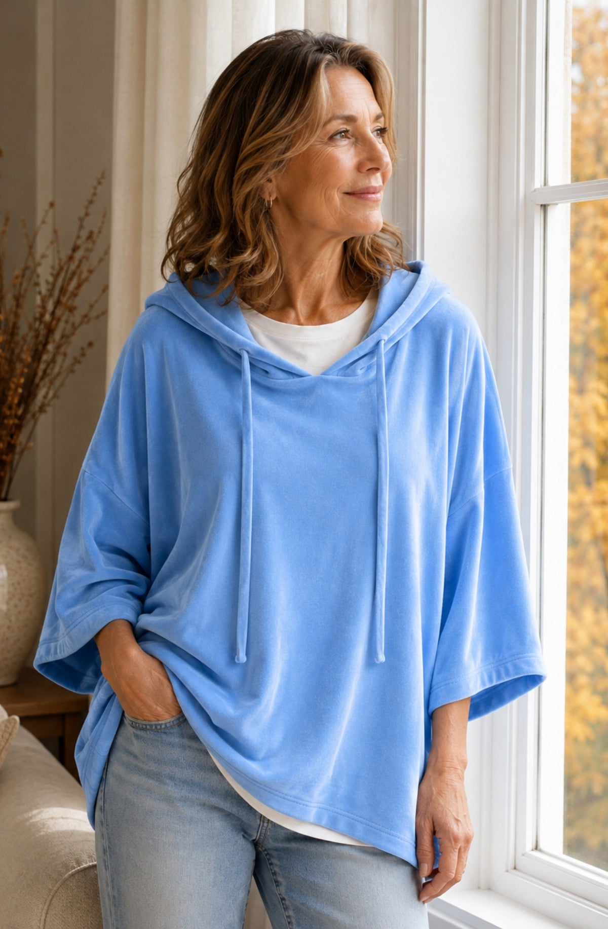 Élodie™ Oversized Velvet Hooded Top