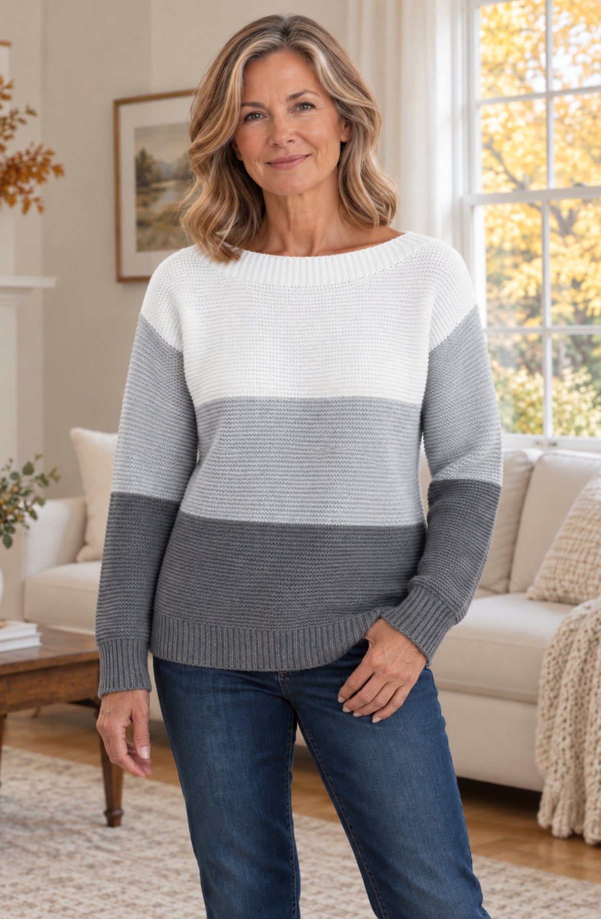 Elara™ Colour-Block Knit Sweater