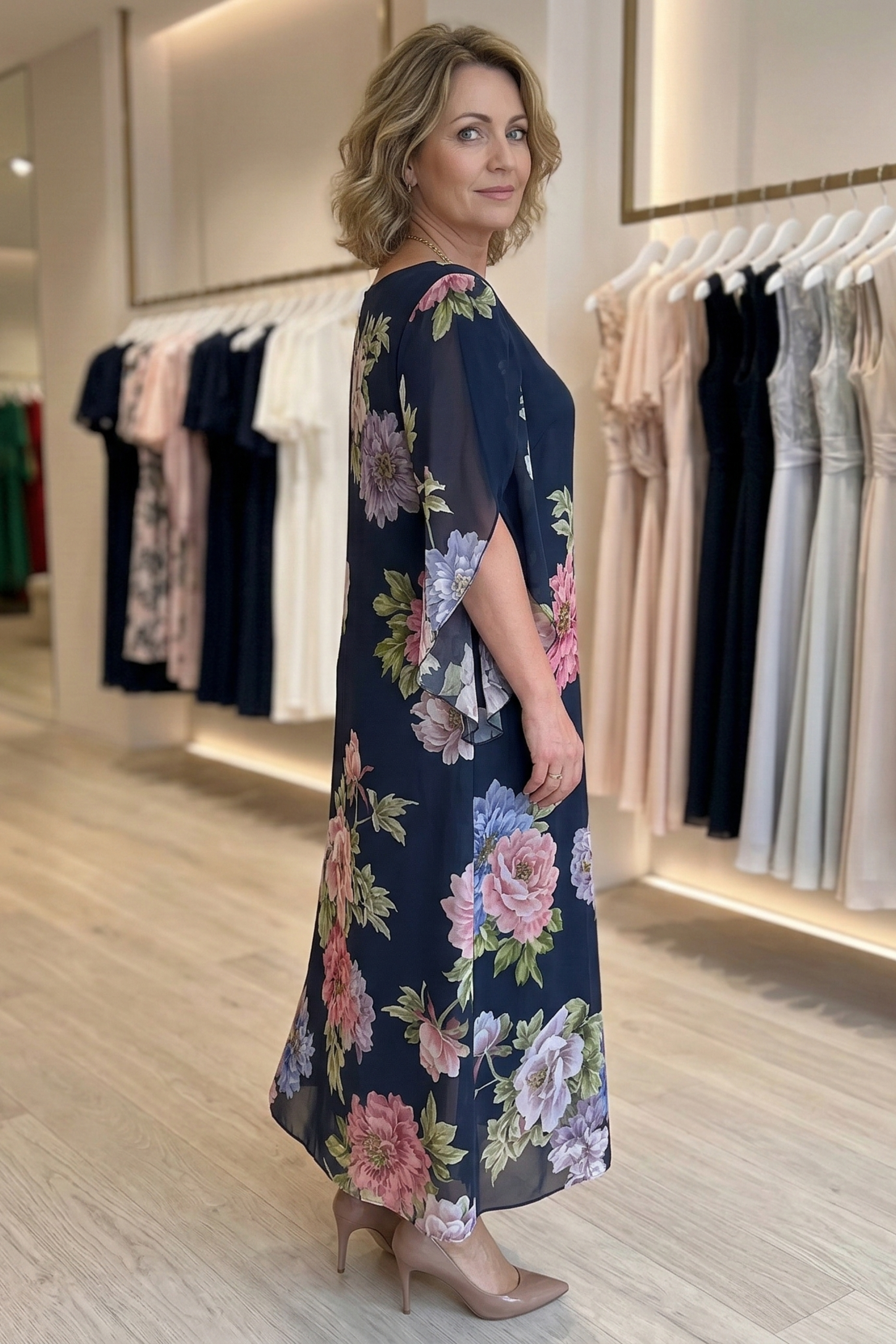 NorthernBloom™ | Elegant Floral Chiffon Maxi Dress
