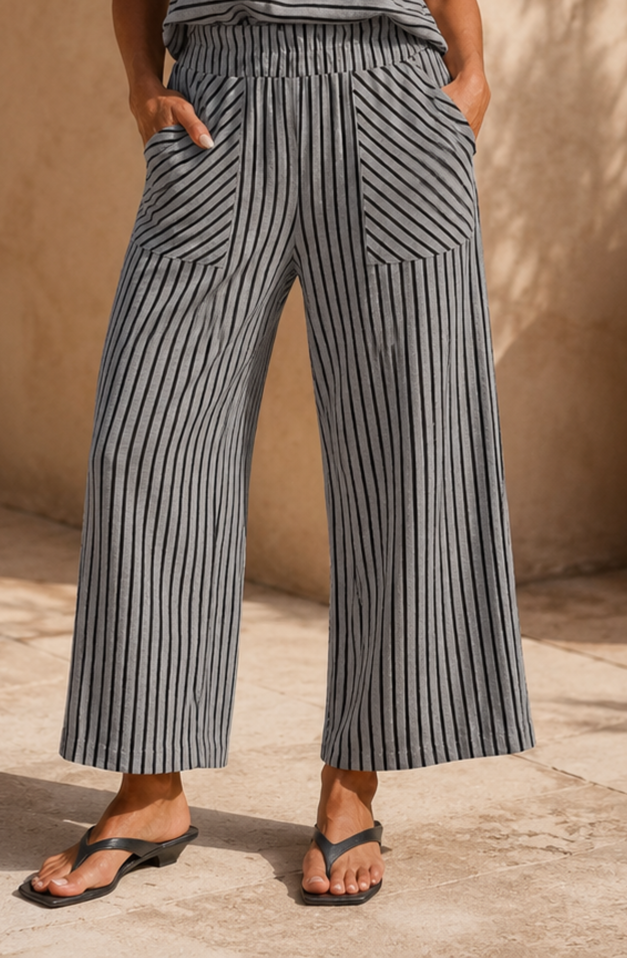 Valentina's™ |Stripe Batwing & Wide-Leg Set