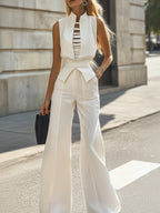White Vest Set Boasting Chest Cut Out