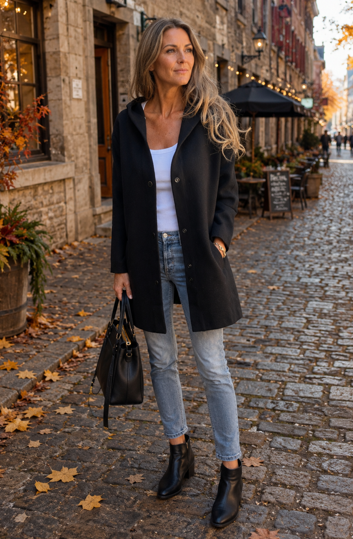 Vest met capuchon | Dames tussen jas/vest met strakke lijnen en tijdloos design
