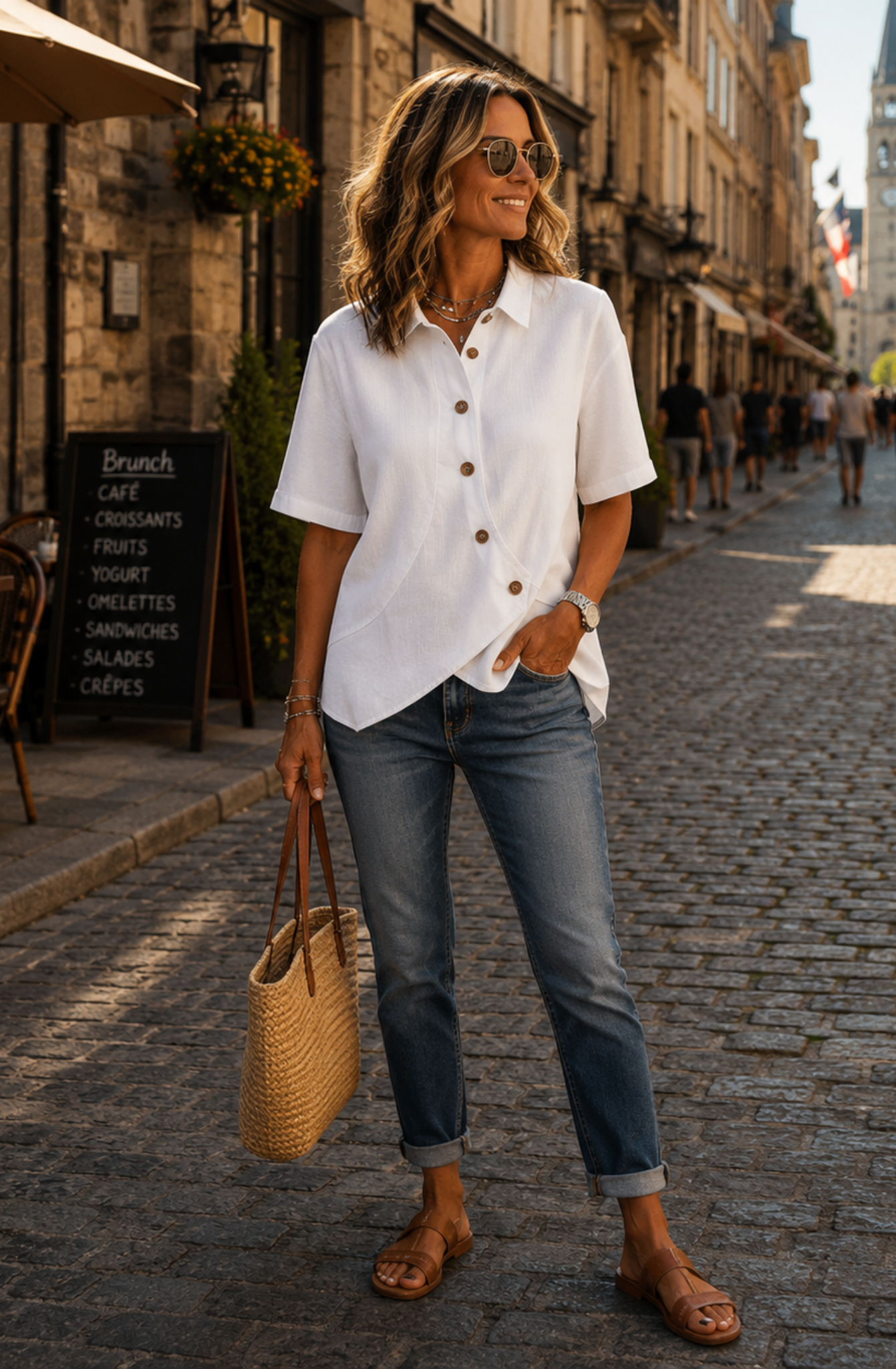 Elena™ The Asymmetric Button Blouse