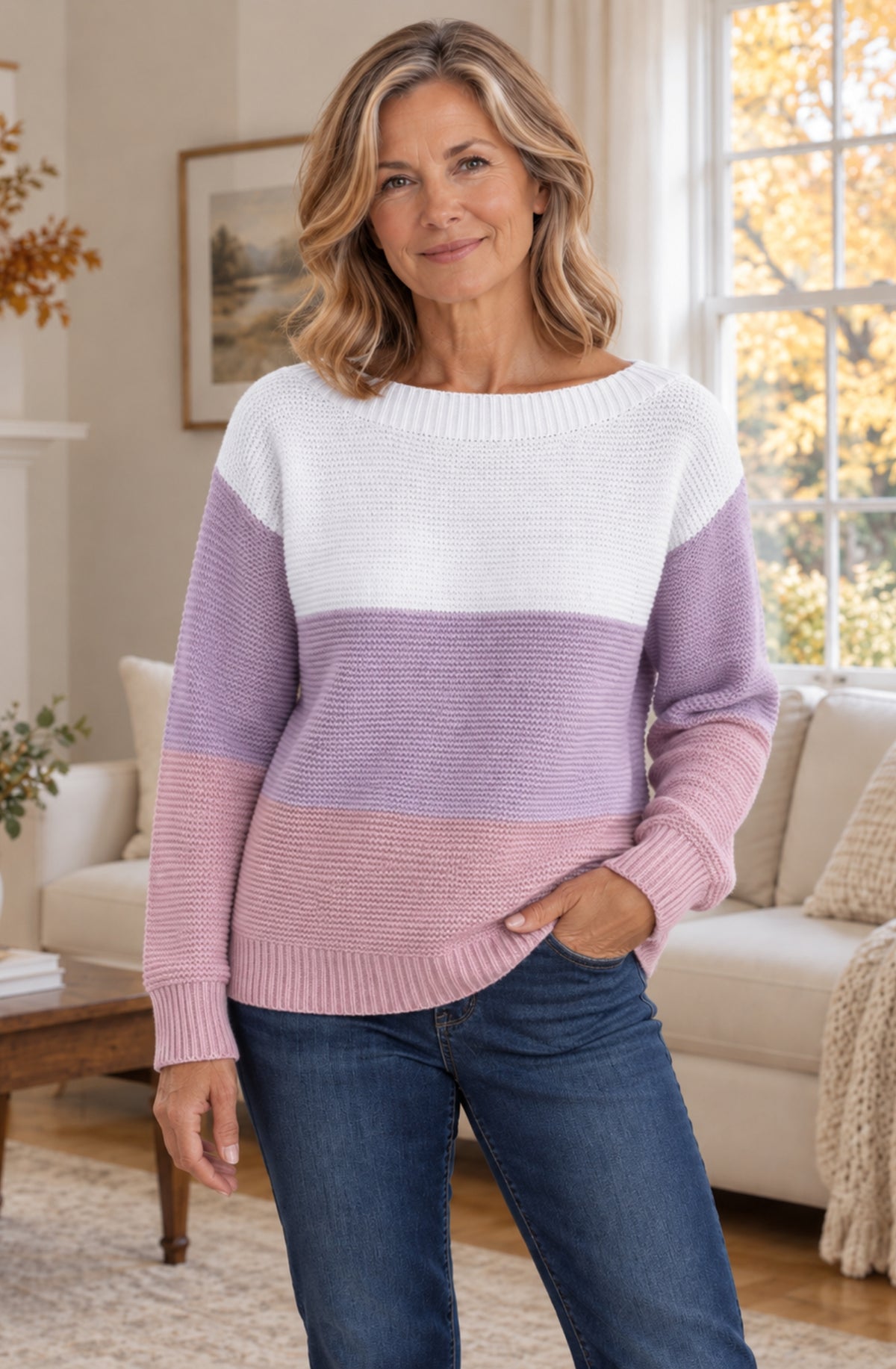 Elara™ Colour-Block Knit Sweater