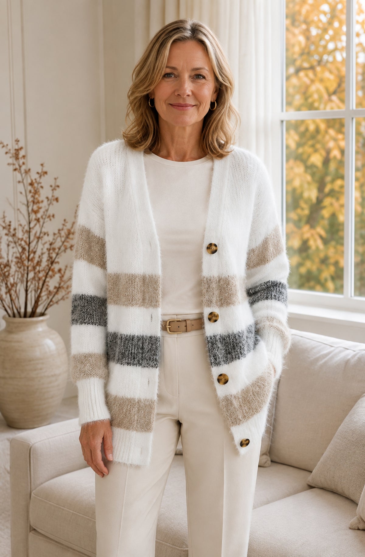 Aurélie™ Soft Stripe Knit Cardigan
