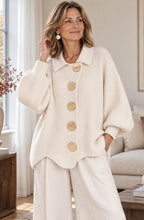 Camille™ Gold-Button Collared Cardigan