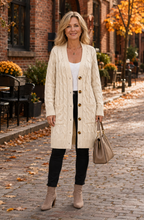 Cable-Knit Button Down Cardigan with Pockets
