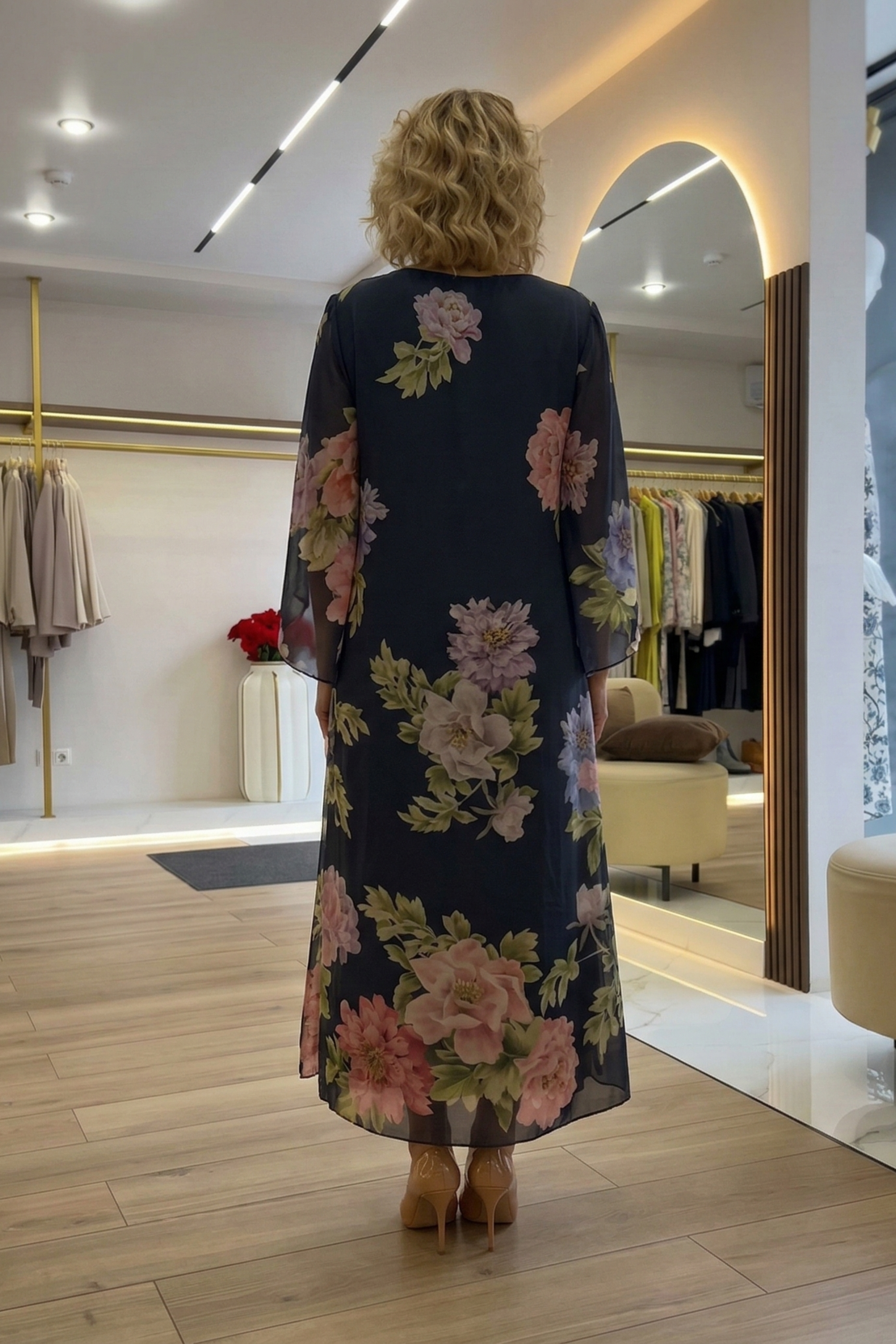 NorthernBloom™ | Elegant Floral Chiffon Maxi Dress