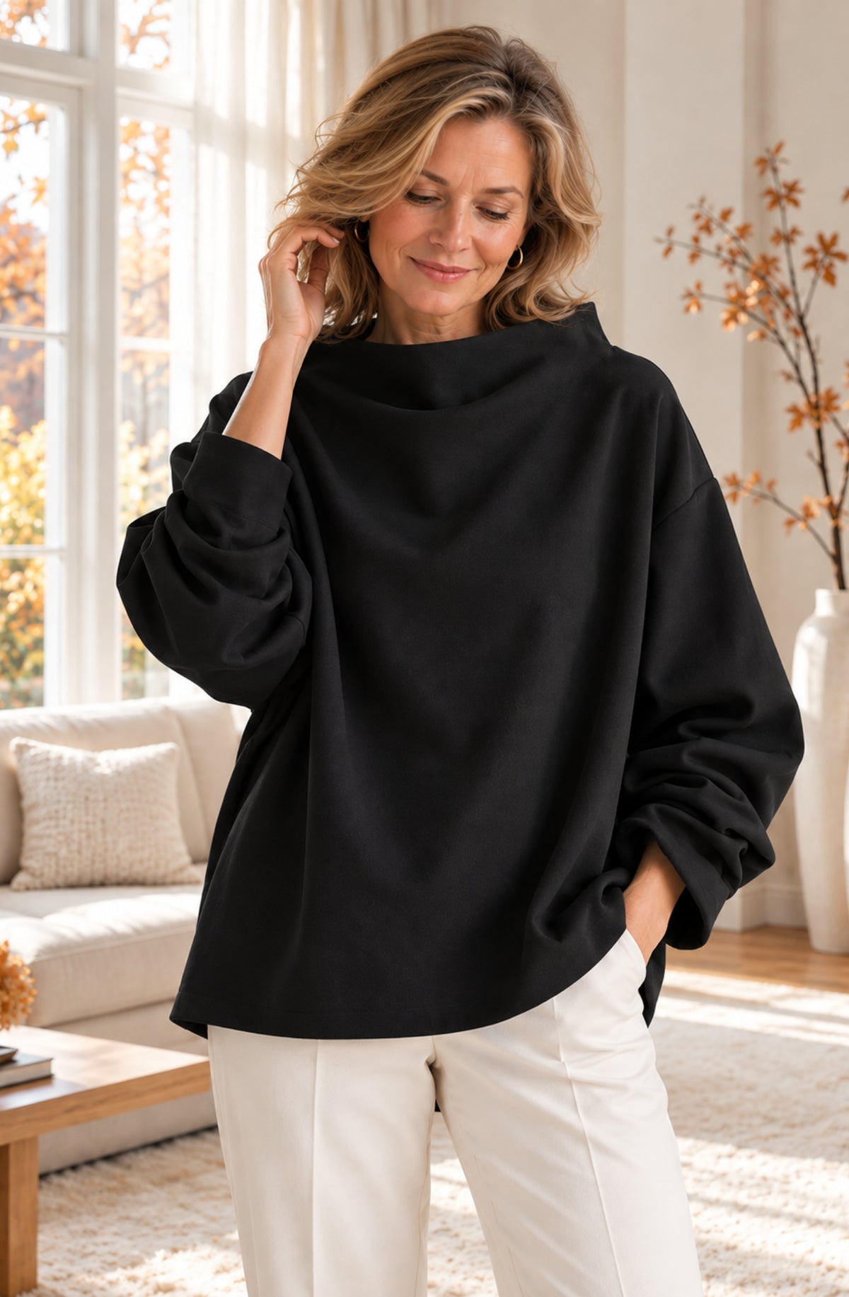 Élise™ Funnel-Neck Relaxed Sweater