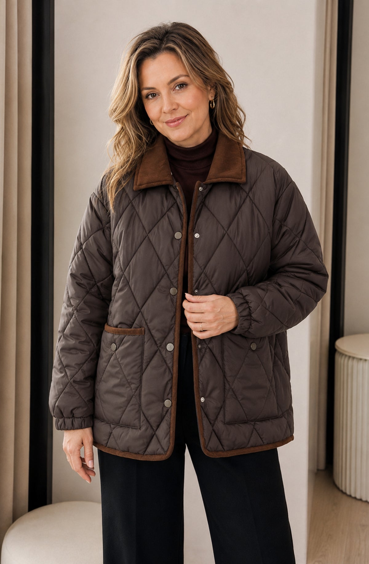 Elowen™ Quilted Corduroy Collar Jacket