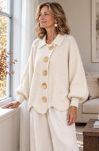 Camille™ Gold-Button Collared Cardigan