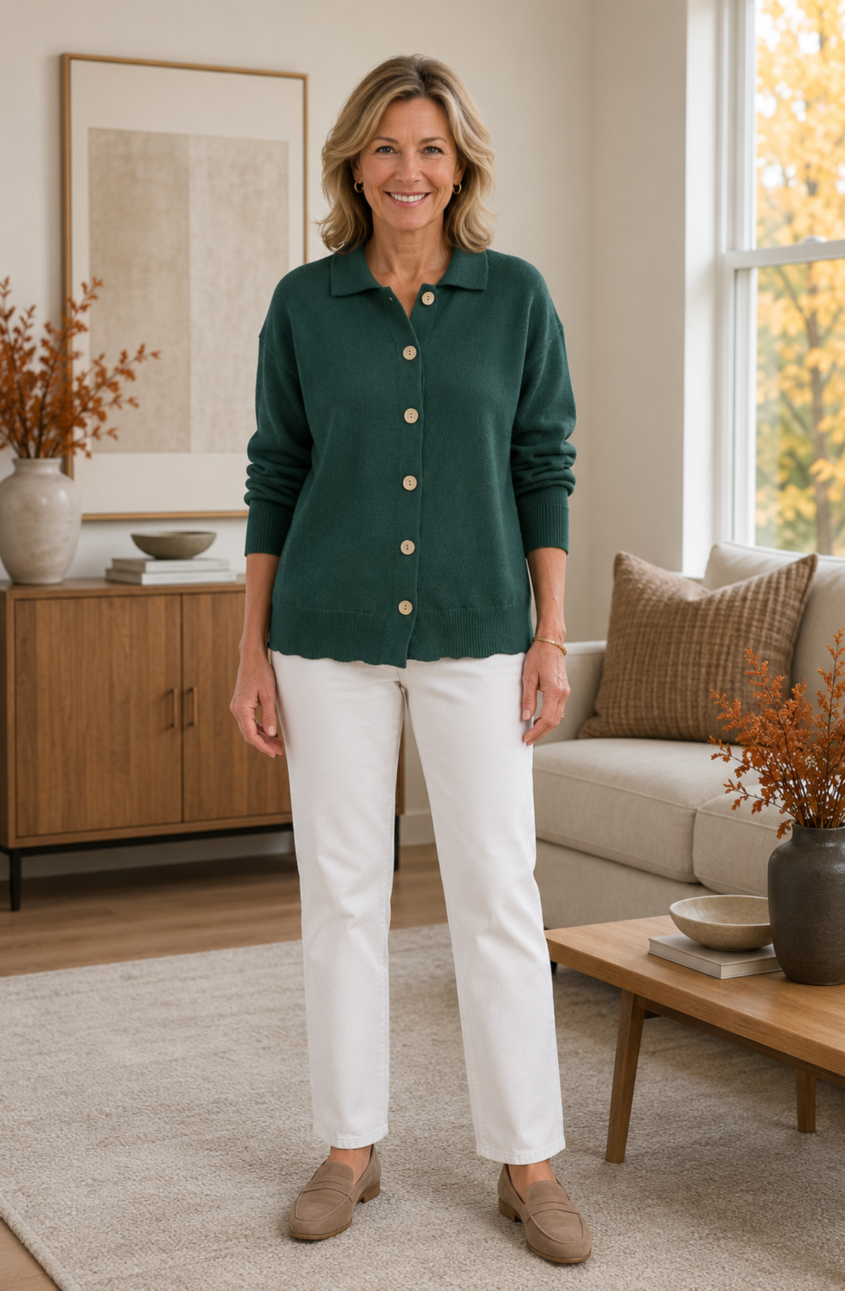 Élise™ Classic Collared Knit Cardigan